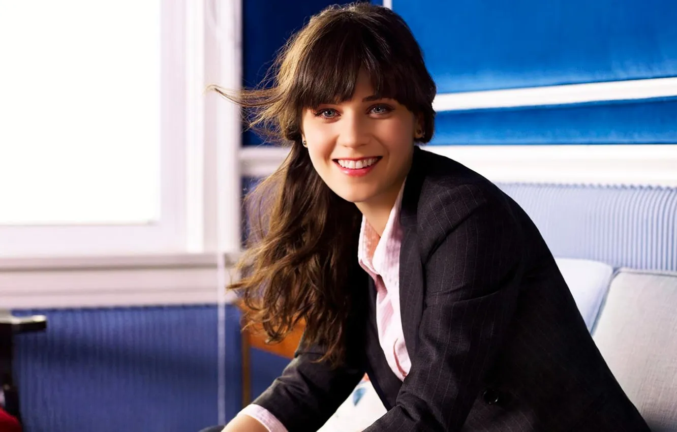 Фото обои актриса, шатенка, жакет, Zooey Deschanel