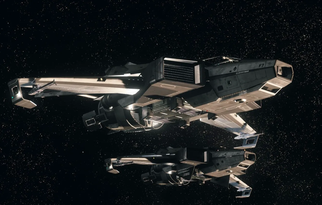 Фото обои звезды, полет, звездолет, Hornet, Star Citizen