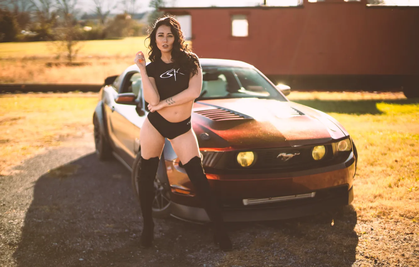 Фото обои Ford, Girl, Ford Mustang
