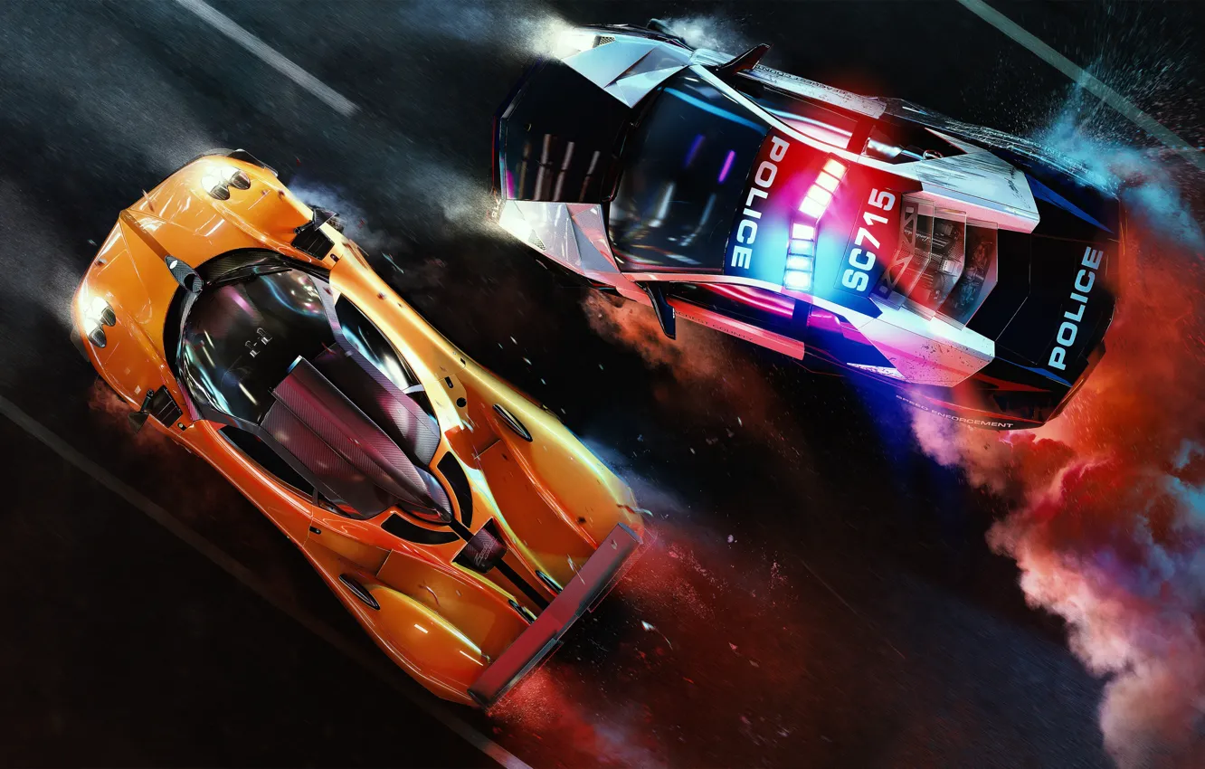 Фото обои Lamborghini, Reventon, Pagani, Police, Need for Speed, Zonda, Hot Pursuit, Need for Speed Hot Pursuit