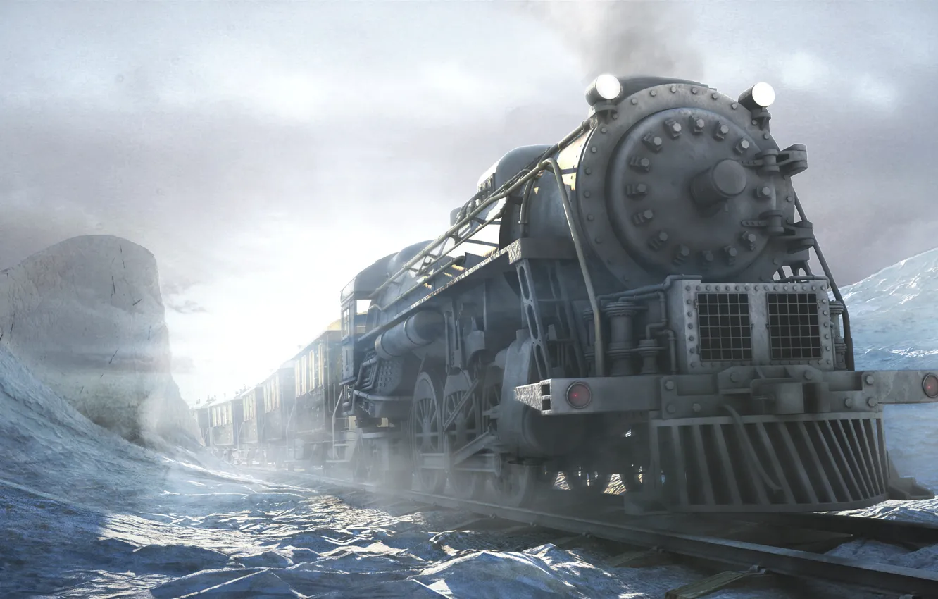 Фото обои зима, игра, поезд, сибирь, siberia