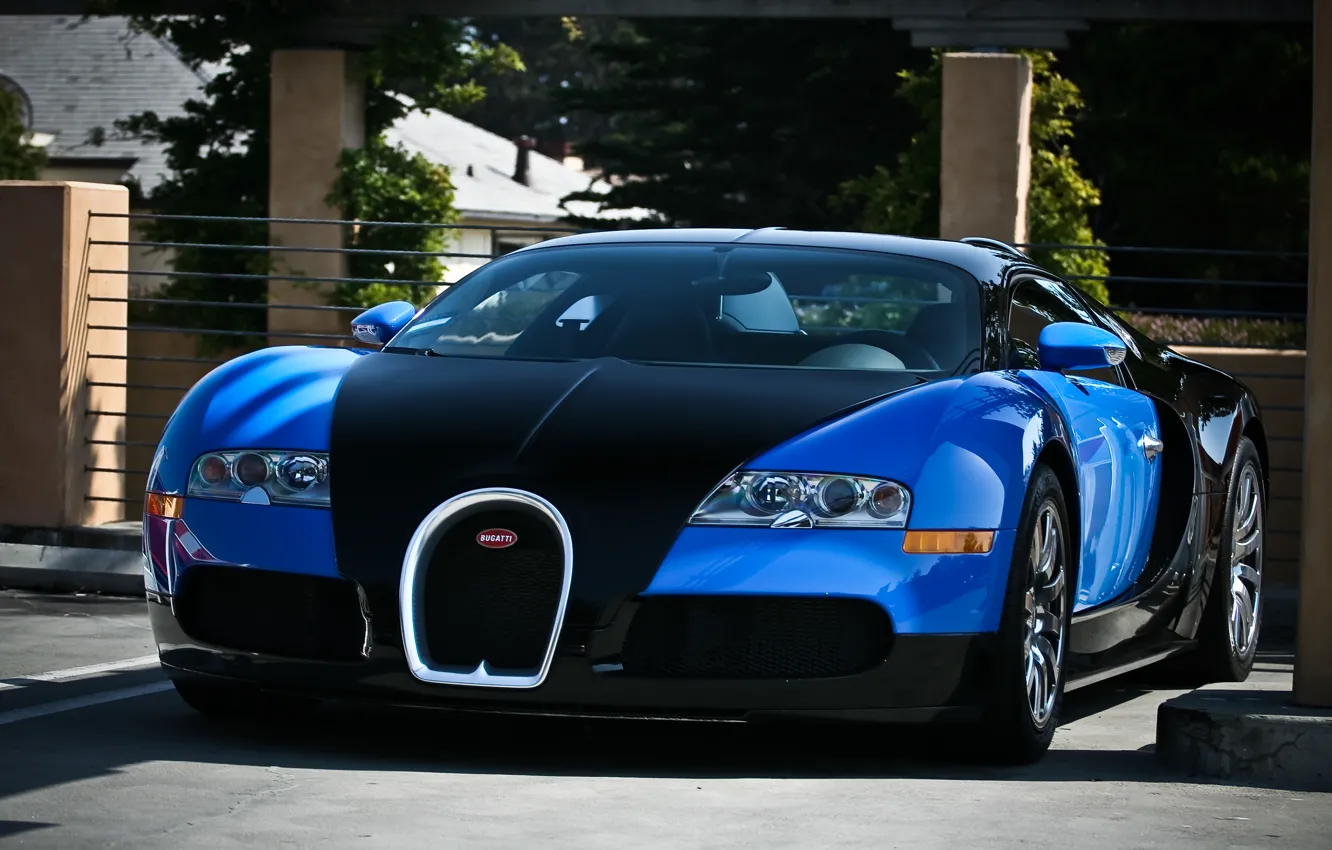 Фото обои Bugatti, Veyron, black, blue