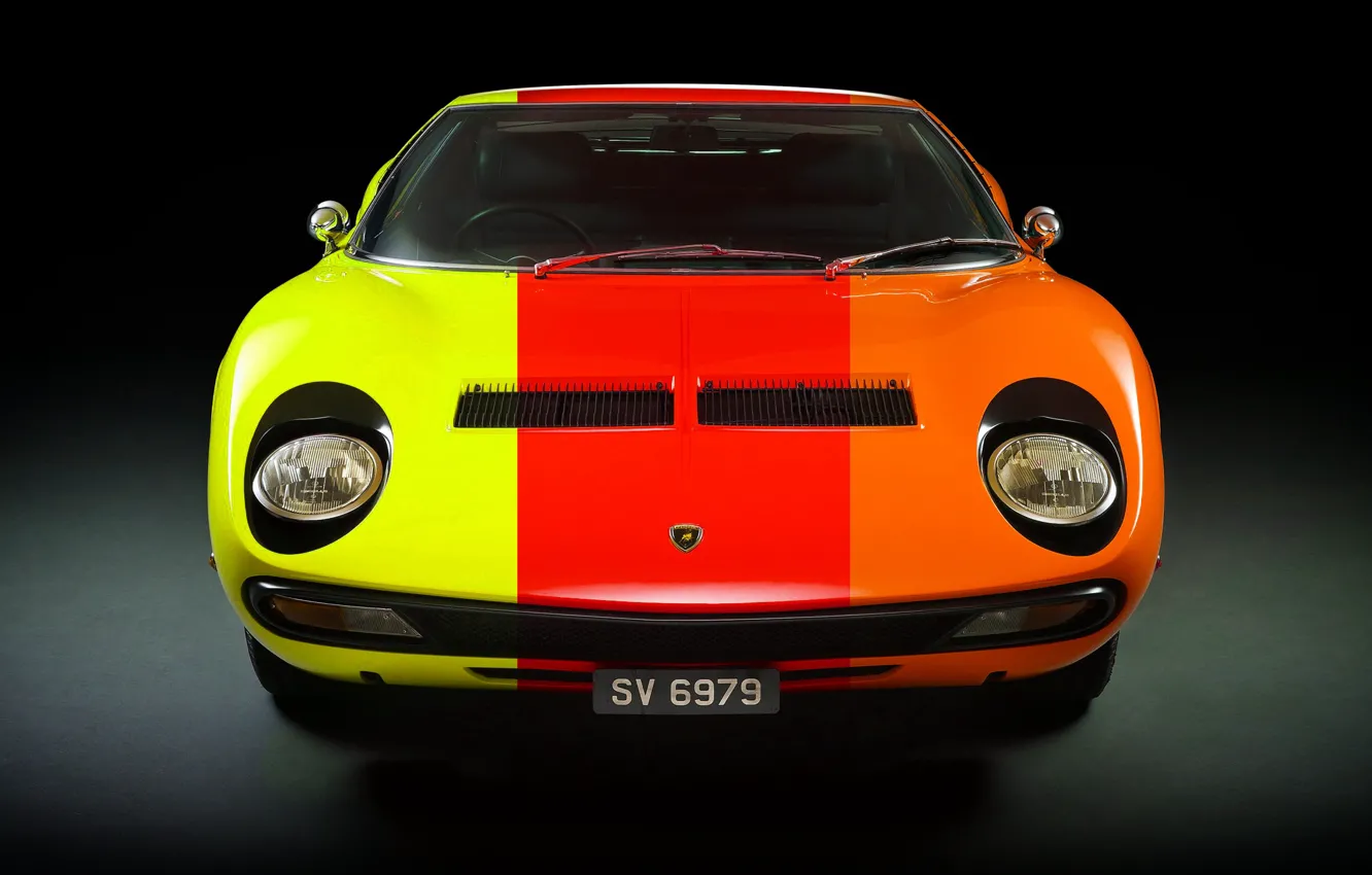 Фото обои Цвет, Авто, Lamborghini, Машина, Классика, 1971, Фары, Автомобиль