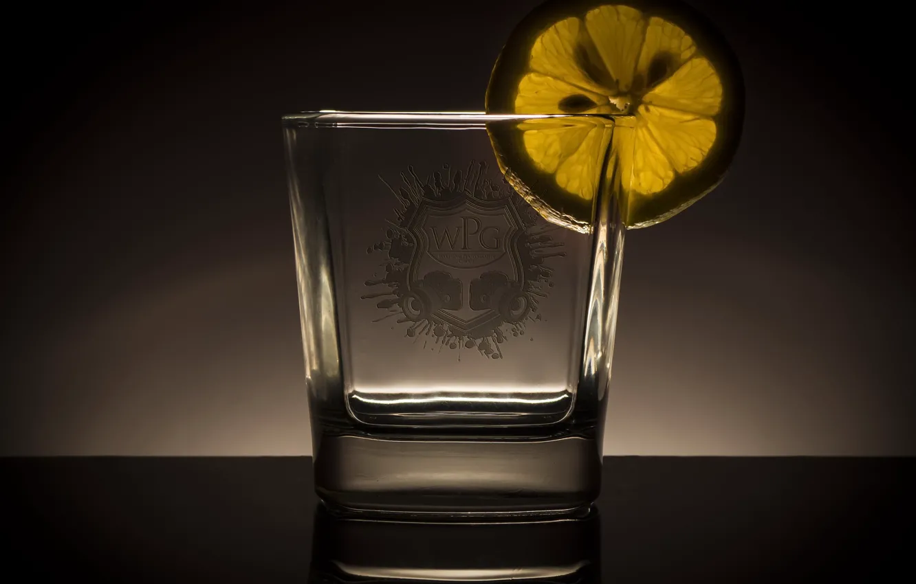 Фото обои стакан, фон, лимон