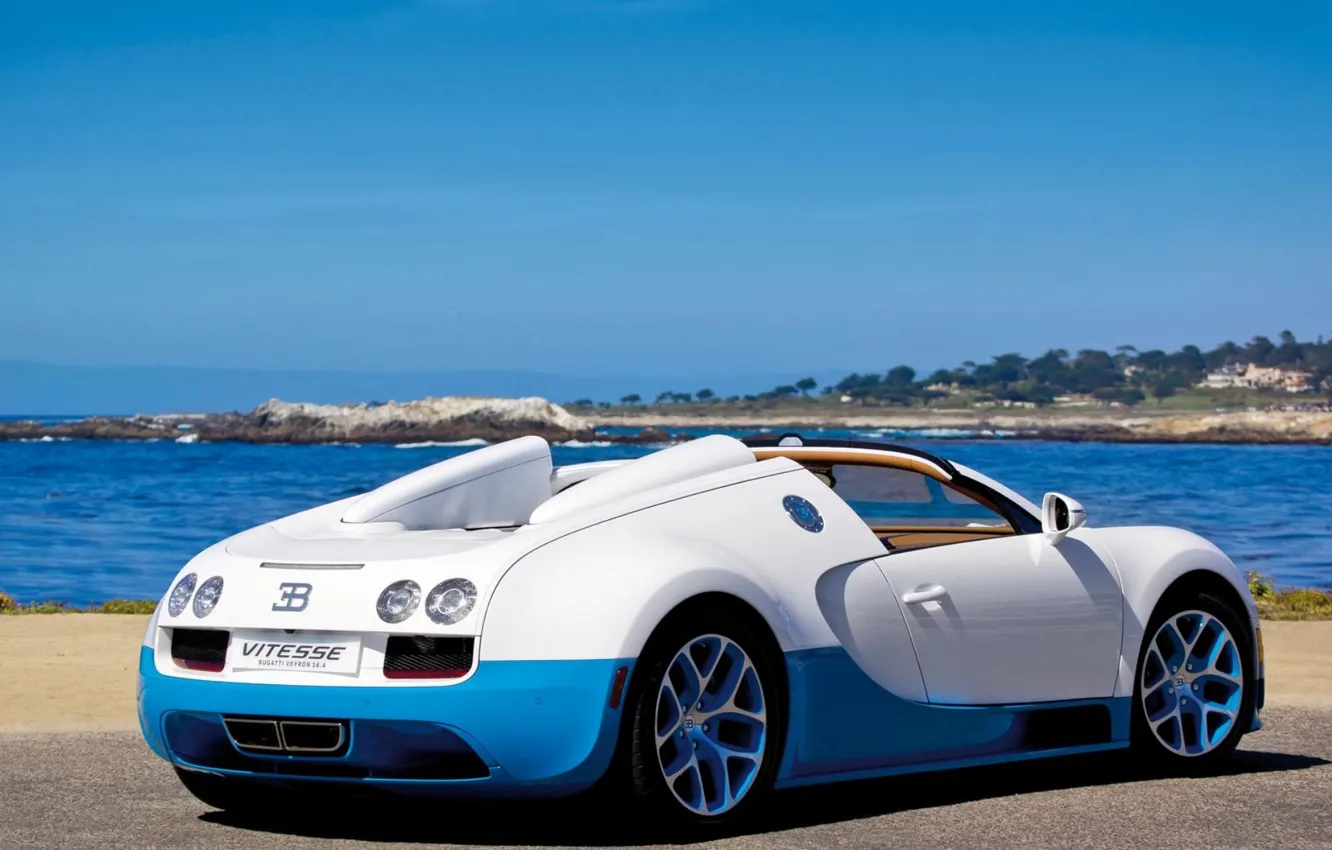 Фото обои море, авто, машины, синий, природа, спорт, bugatti veyron, кар