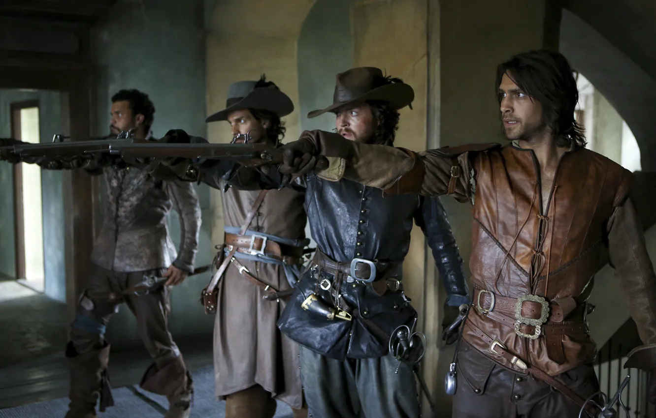 Фото обои Сериал, Мушкетеры, Athos, The Musketeers, Tom Burke, Luke Pasqualino, Howard Charles, Santiago Cabrera