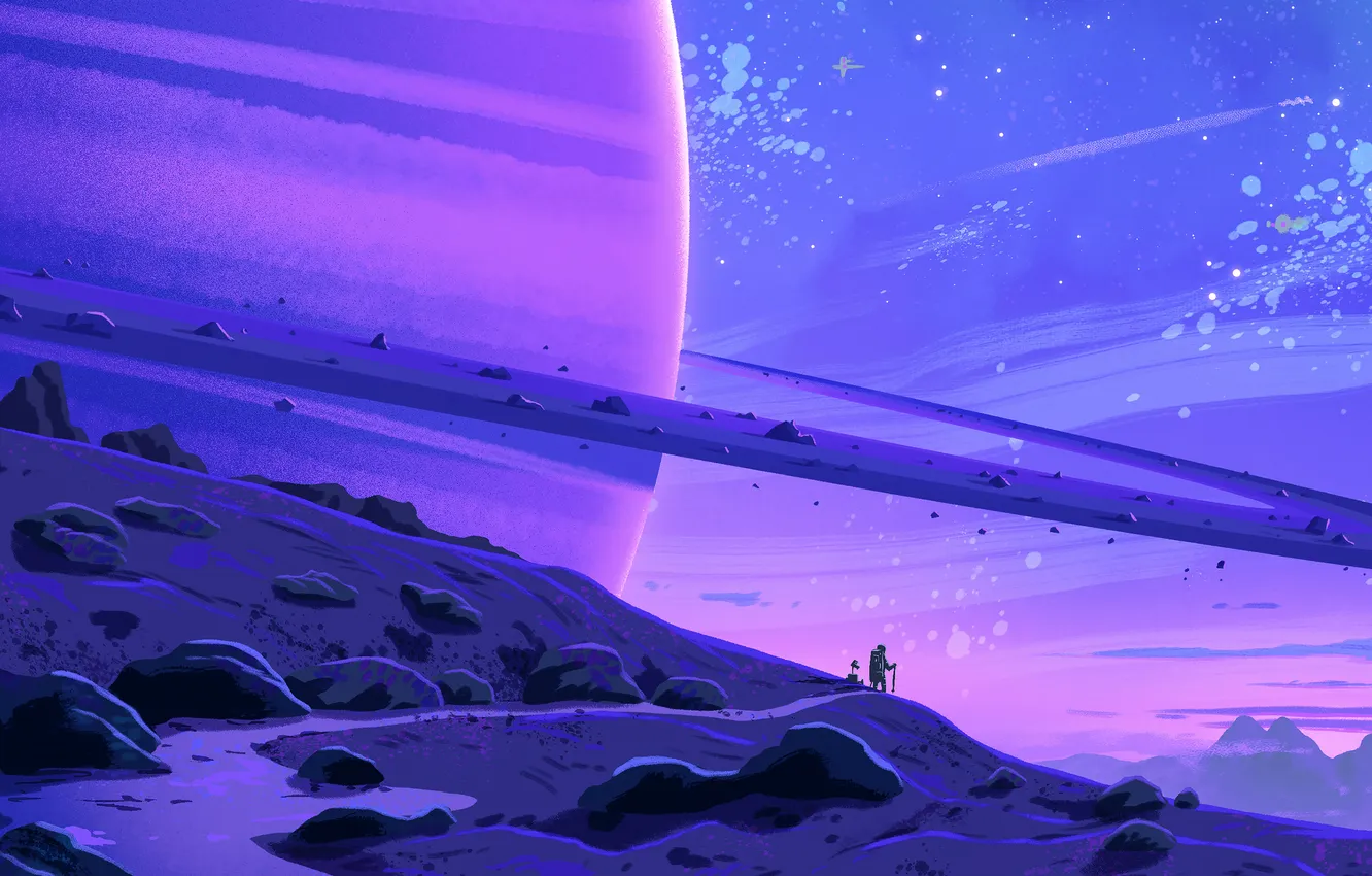Фото обои fantasy, sky, rocks, planet, digital art, artwork, fantasy art, illustration