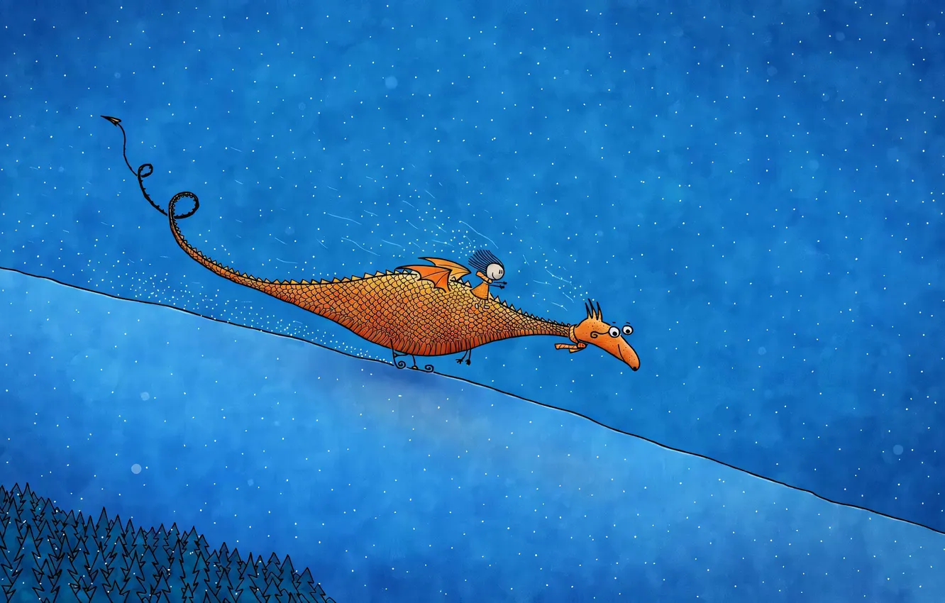 Фото обои дракон, горка, vladstudio