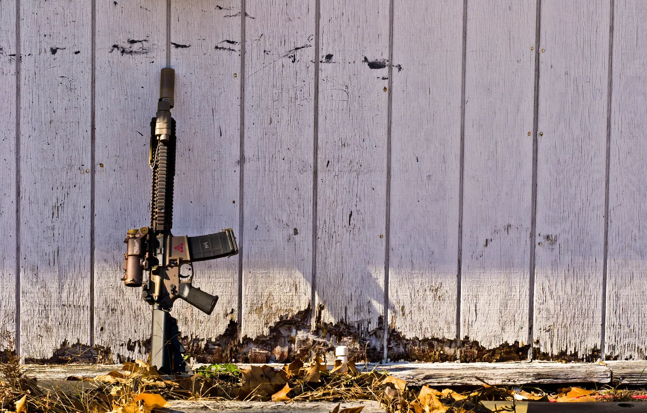 Фото обои gun, wall, m4a1, scope, M4A1 SOPMOD Block II
