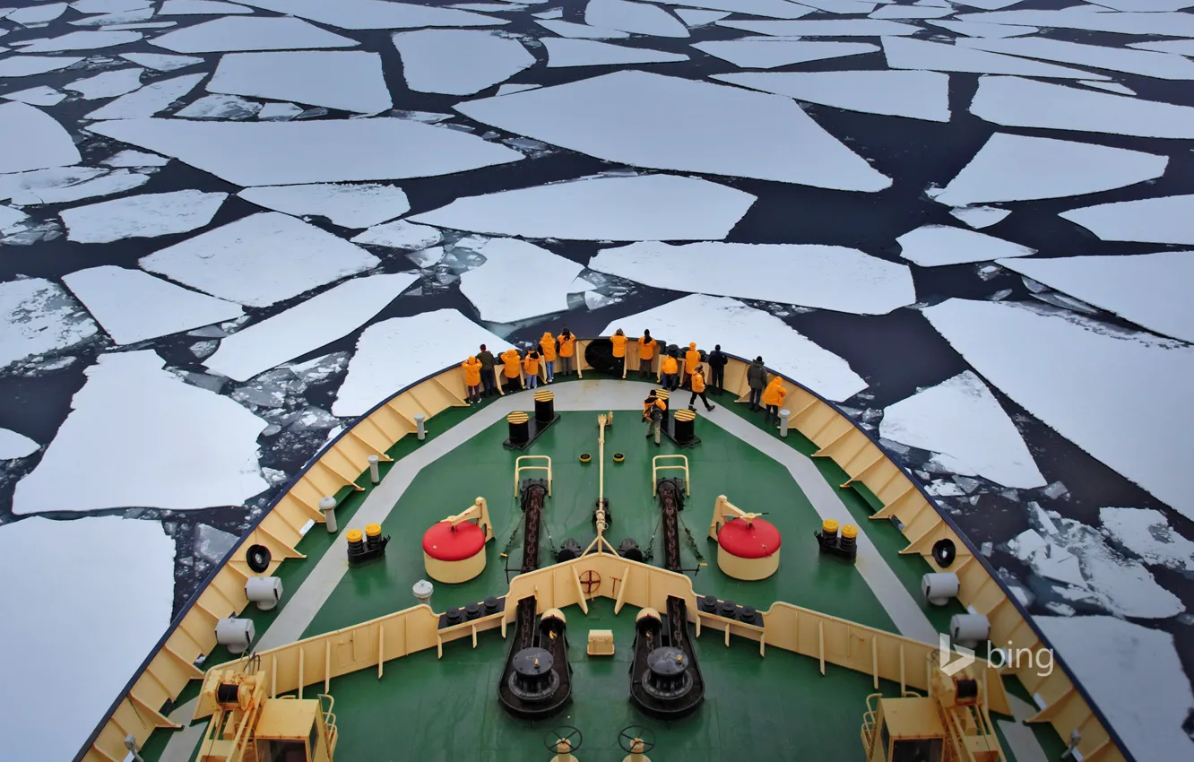 Фото обои лед, море, корабль, ледокол