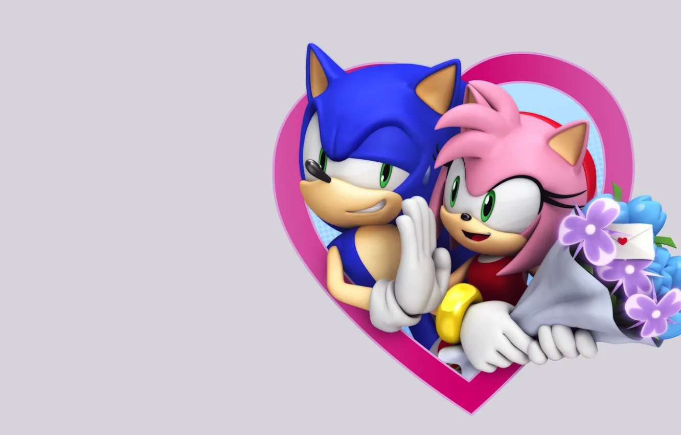 Фото обои письмо, праздник, игра, сердце, минимализм, арт, Valentine's day, Sonic