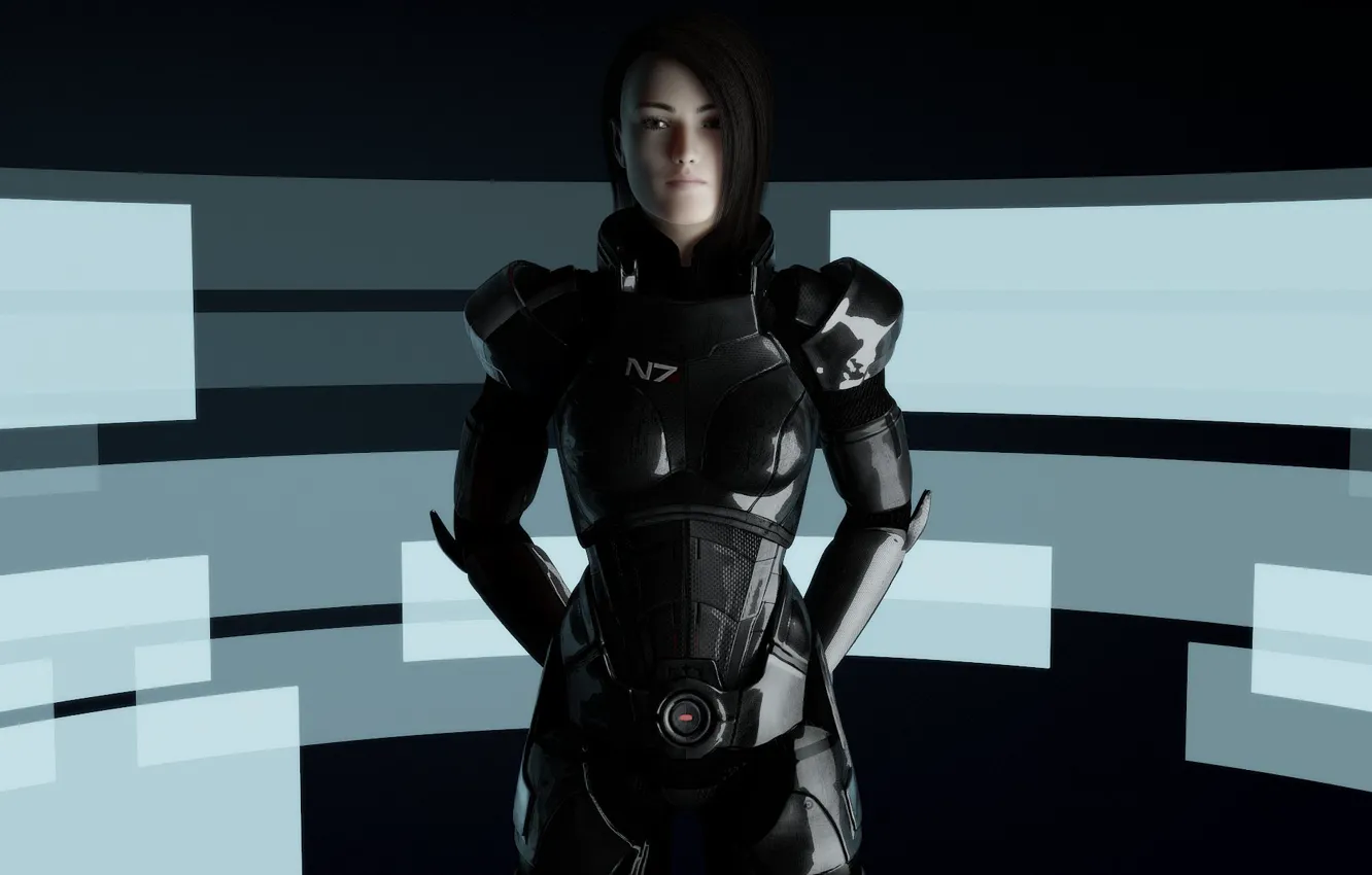 Фото обои девушка, абстракция, броня, Mass Effect, Шепард, fan art, Shepard