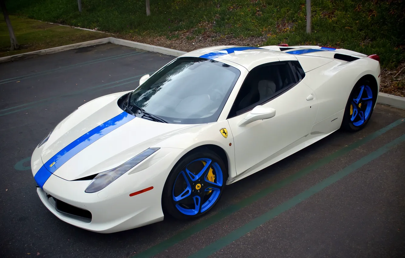 Фото обои Ferrari, 458, Italia, Supercar, Edition, Blue/White