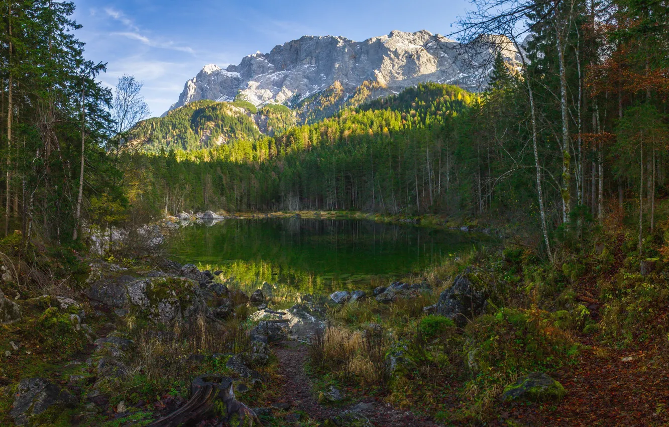 Фото обои осень, пейзаж, горы, природа, озеро, Германия, Бавария, Альпы