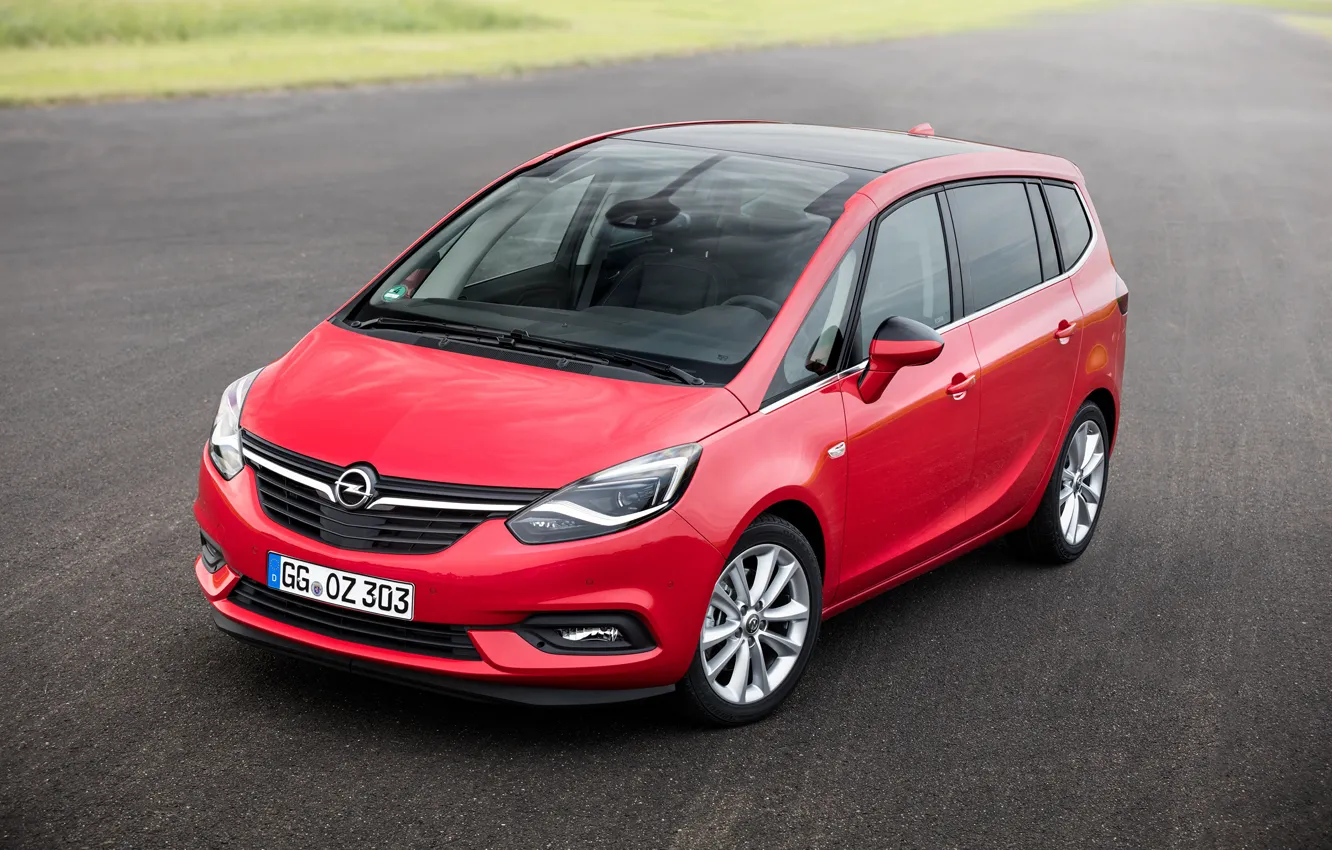 Фото обои красный, Opel, Zafira, Turbo, минивэн, 2016-19