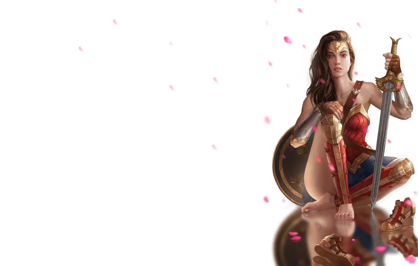 Фото обои оружие, меч, арт, щит, Чудо-женщина, Wonder woman, rxx 496