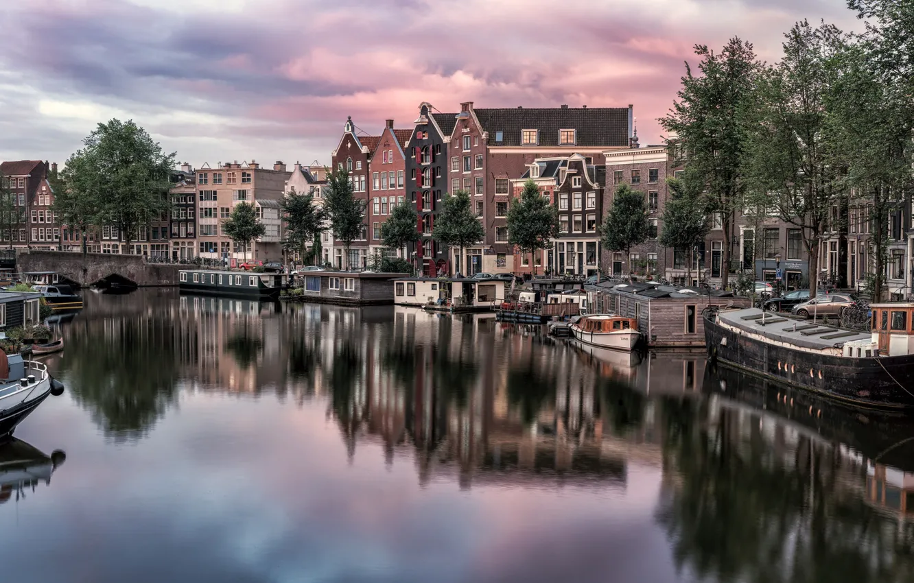 Фото обои Амстердам, Нидерланды, Amsterdam, Голландия, Kromme Waal