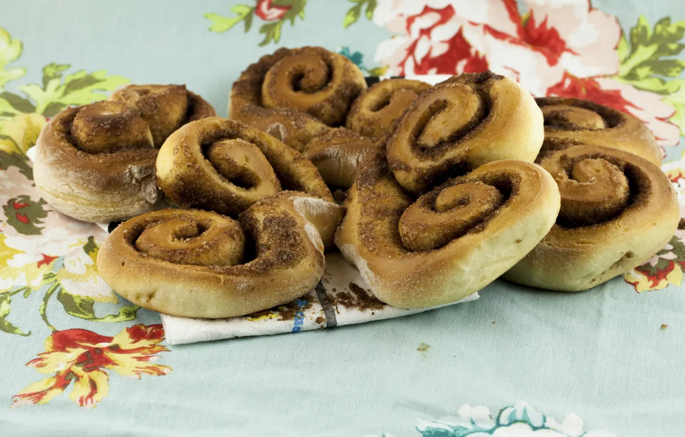 Фото обои Еда, Cinnamon rolls, Рулеты из корицы