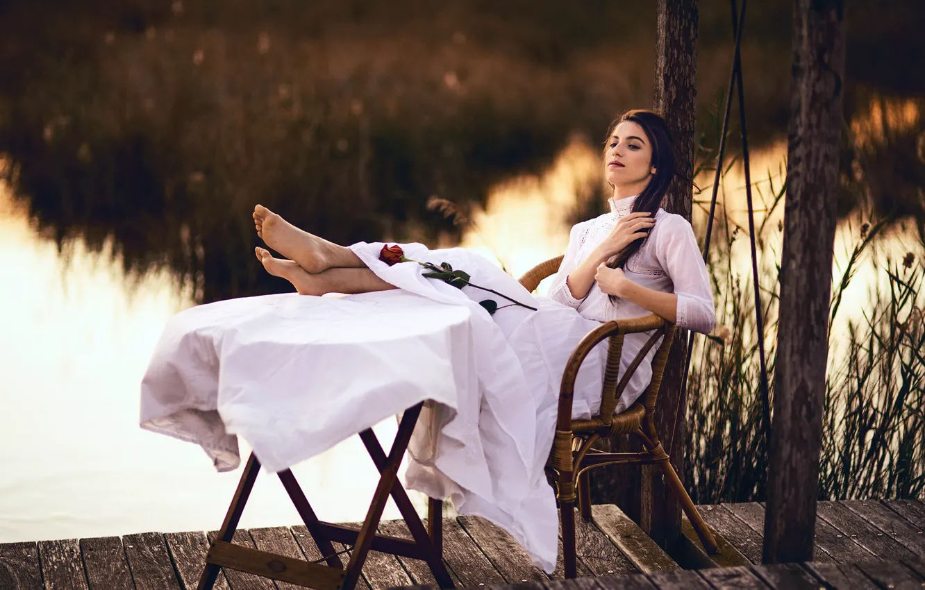 Фото обои девушка, роза, Marta Belda