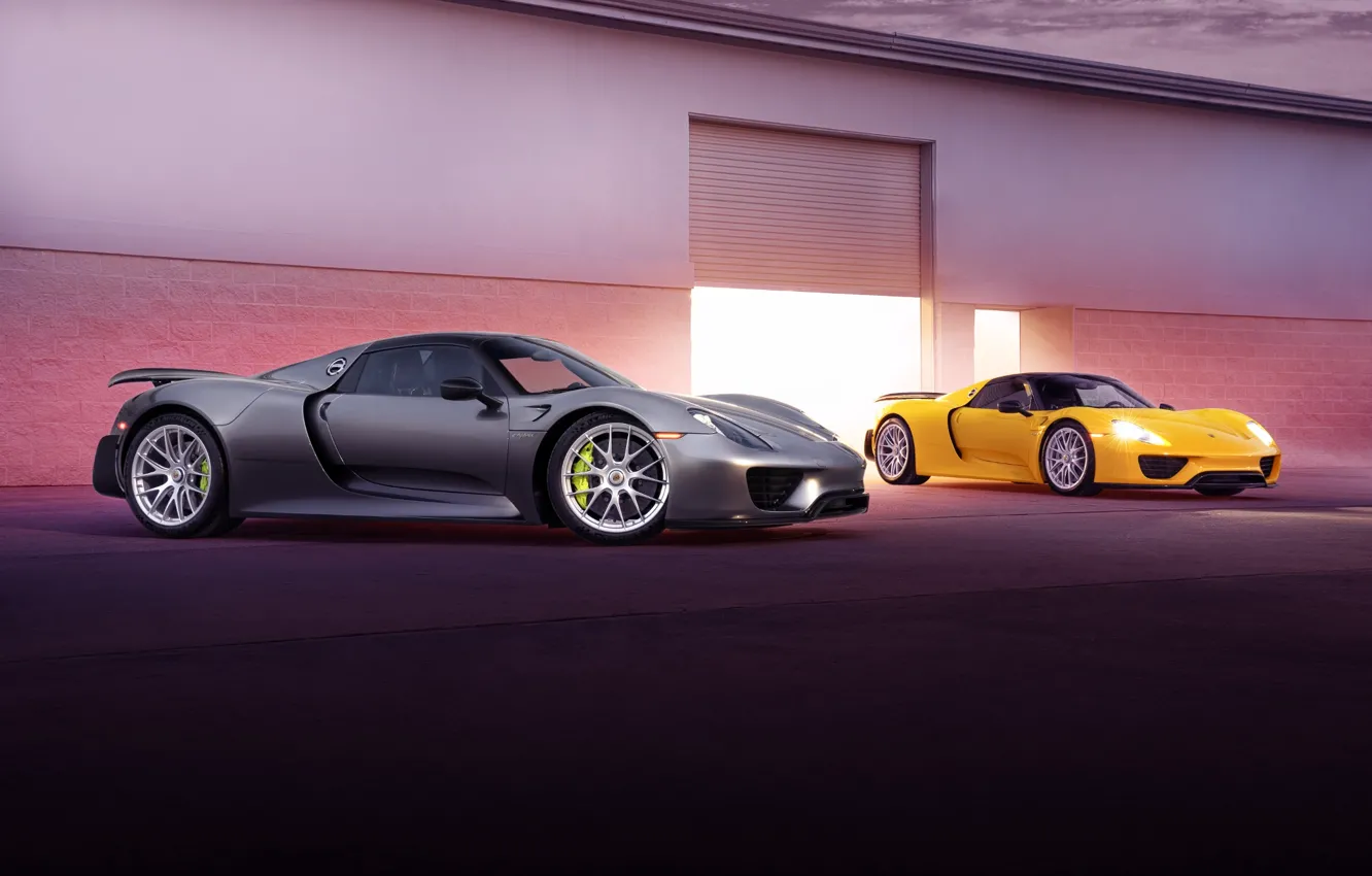 Фото обои Porsche, yellow, Spyder, 918, silvery