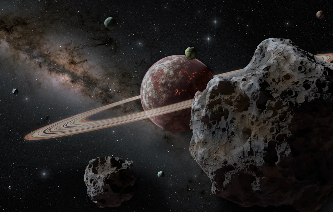 Фото обои Space, planet, rings
