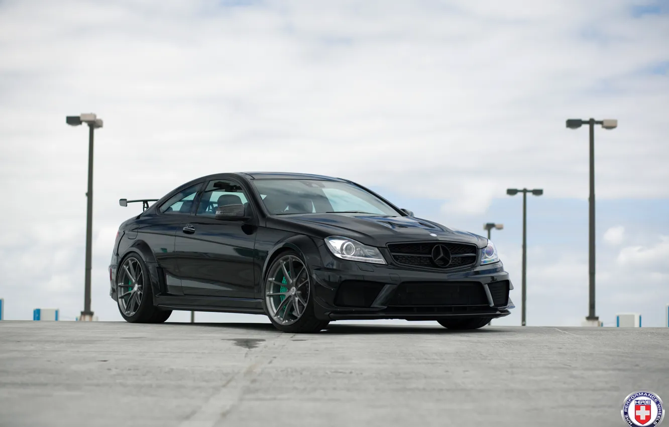 Фото обои Mercedes, AMG, Black, Series, C63, HRE