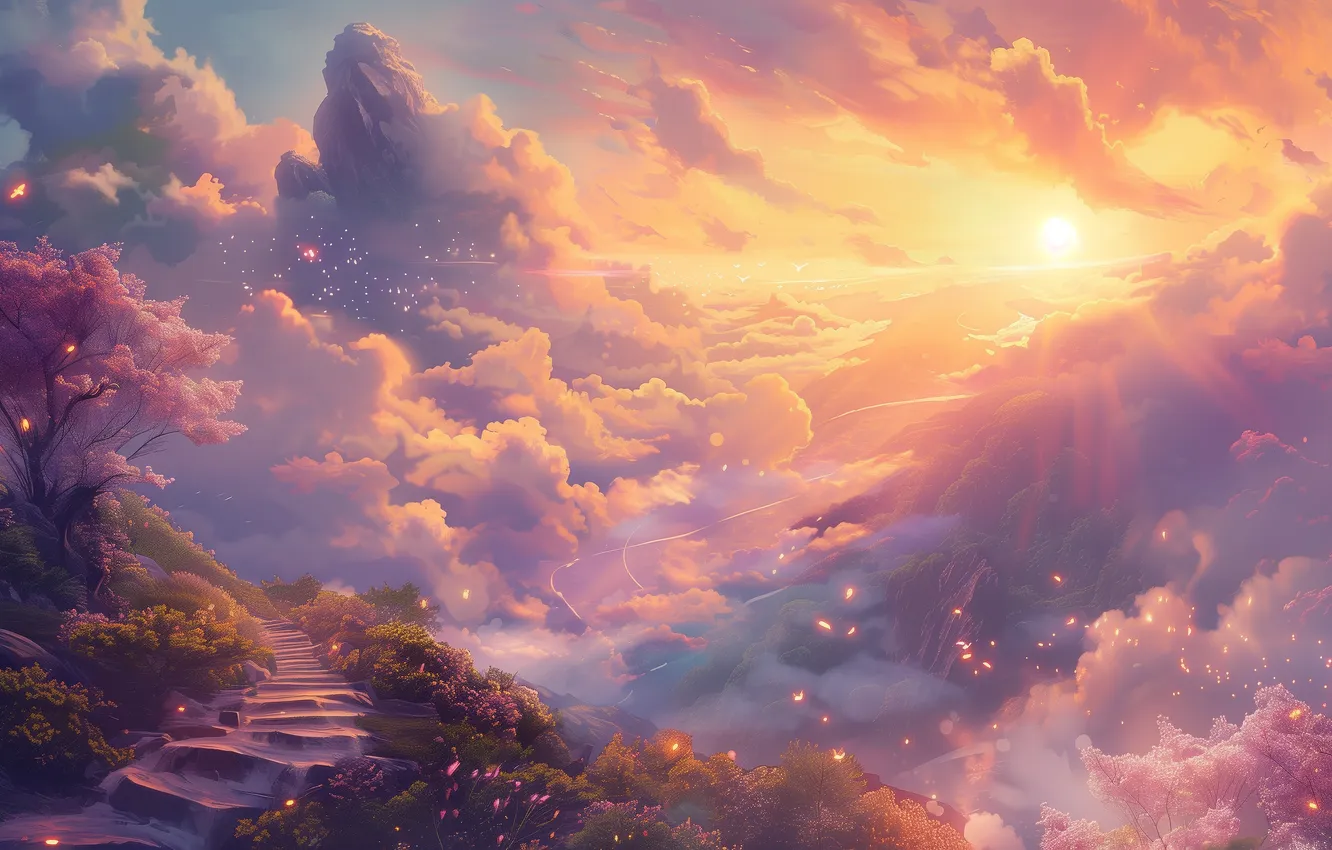 Фото обои clouds, Stairway to heaven, AI art