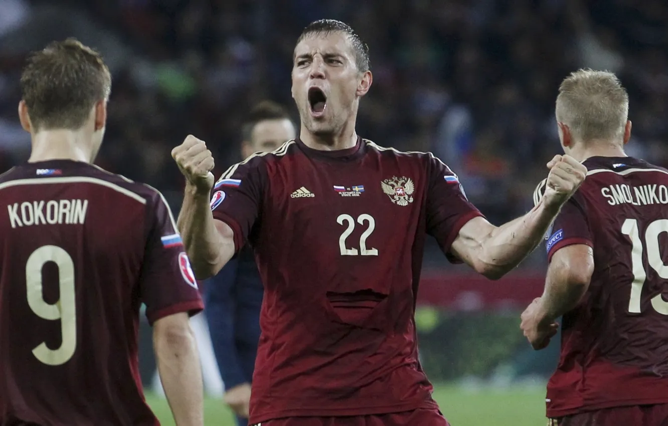 Фото обои радость, футбол, Россия, Russia, гол, football, Сборная, Dzyuba