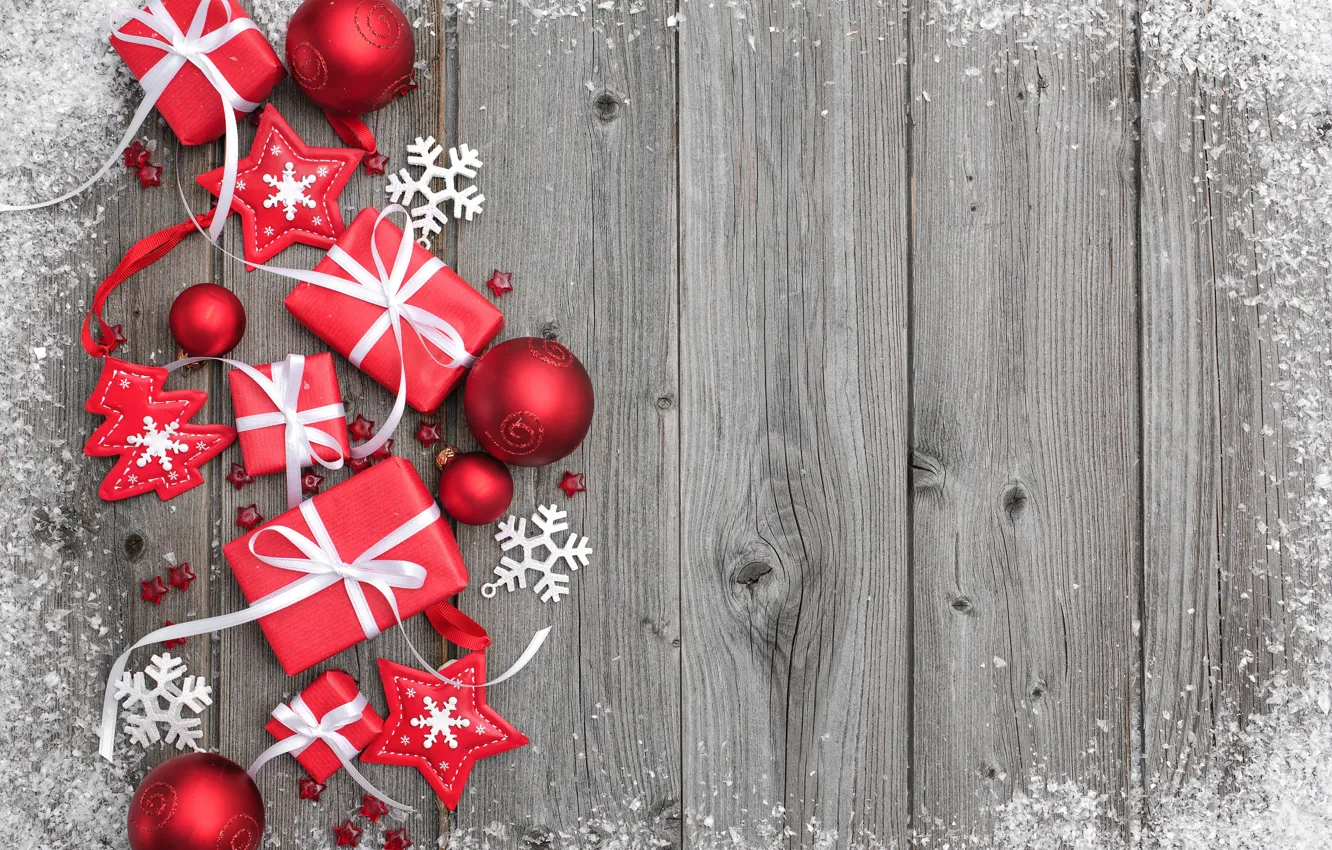 Фото обои украшения, шары, Новый Год, Рождество, подарки, happy, Christmas, wood