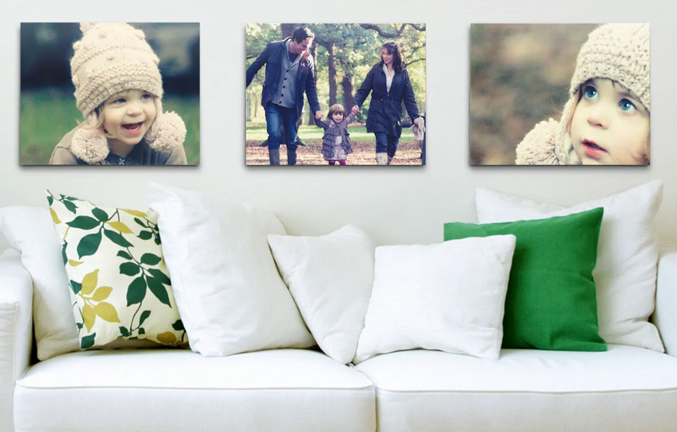 Фото обои дети, фото, диван, подушки, семья