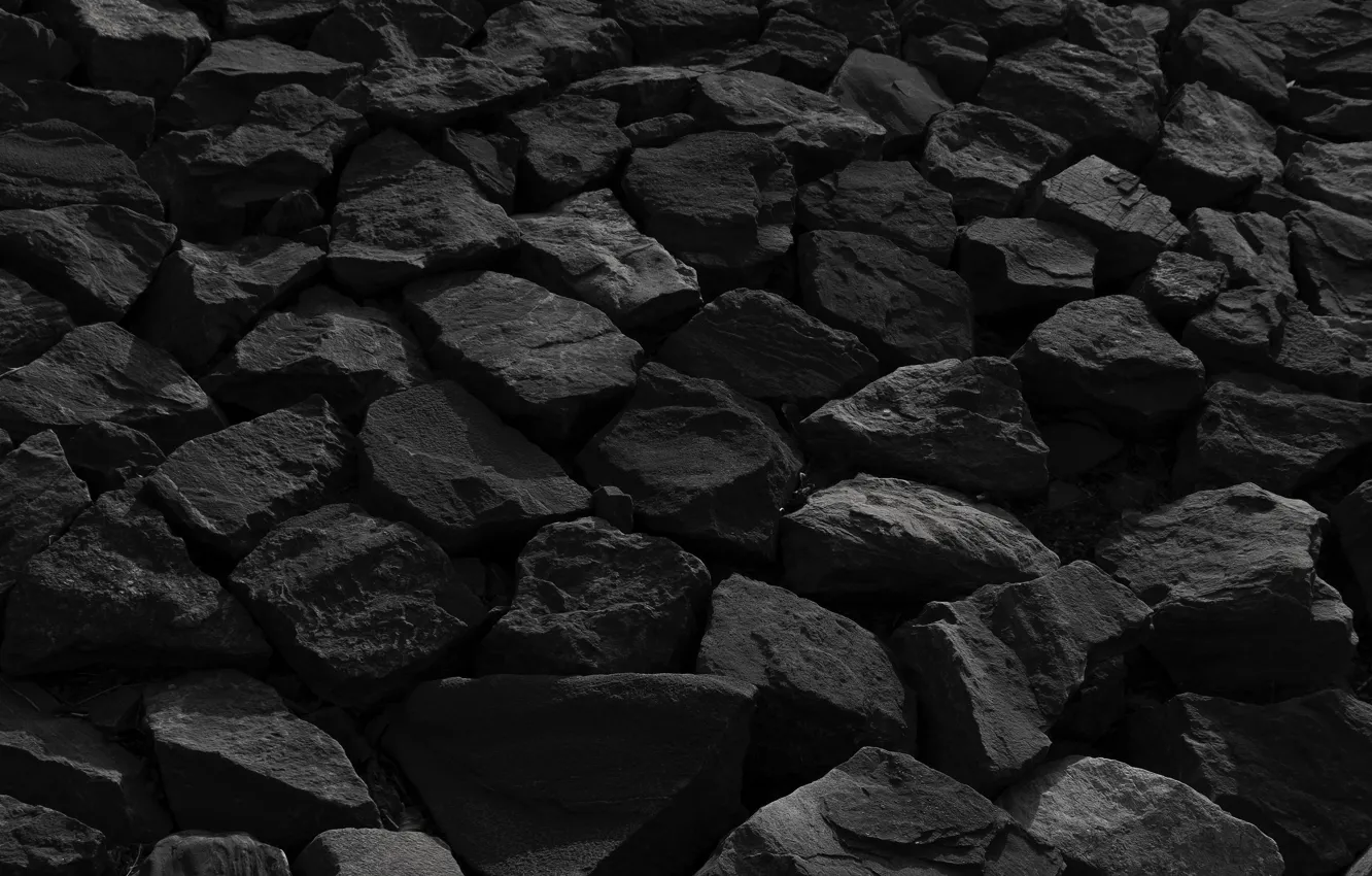 Фото обои камни, булыжники, чёрно - белое