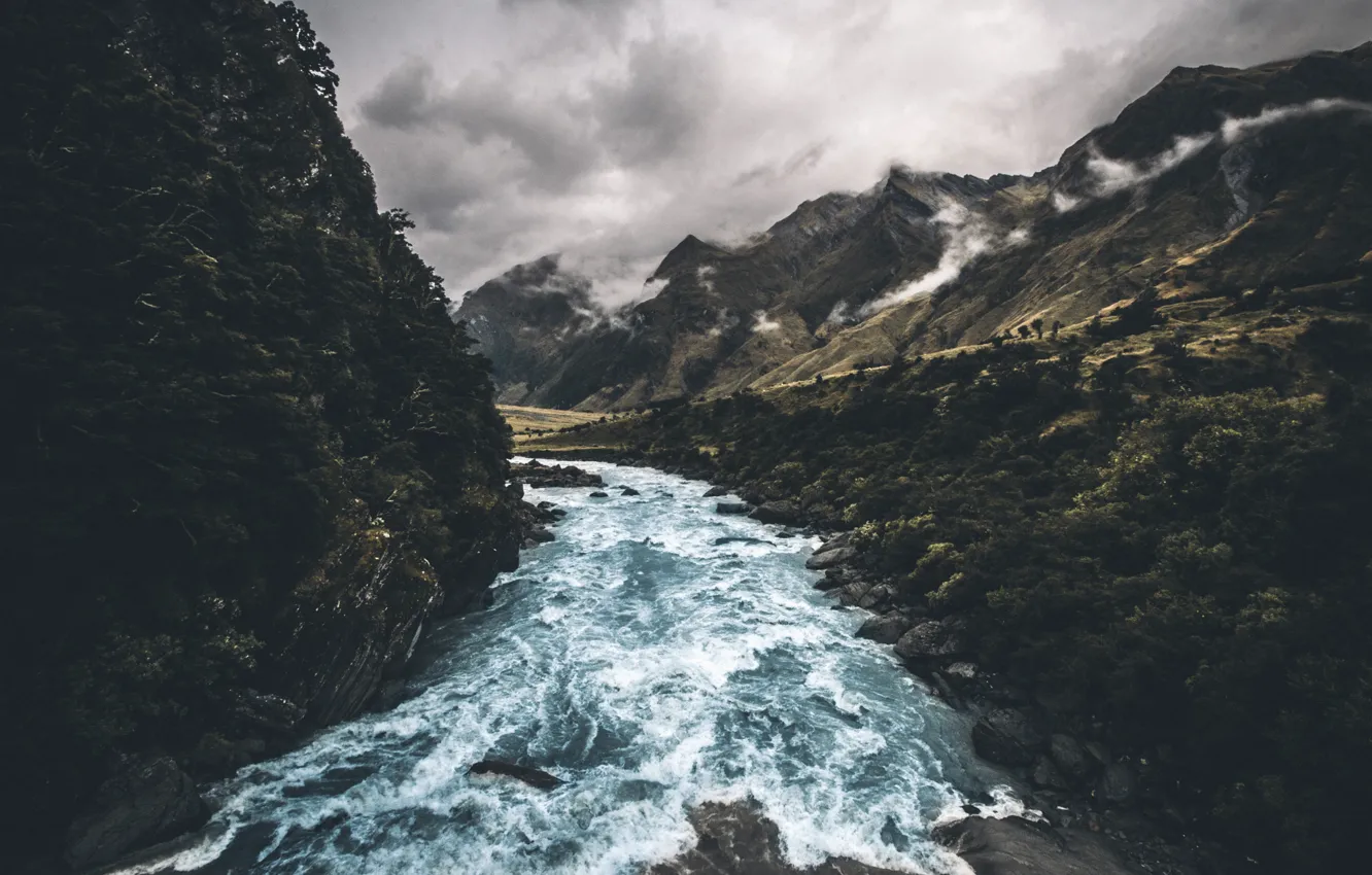 Фото обои river, New Zealand, photographer, Wanaka, Michiel Pieters, Rob Roy's glacier
