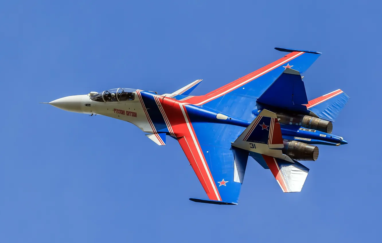 Фото обои истребитель, полёт, Су-30СМ, «Русские Витязи»