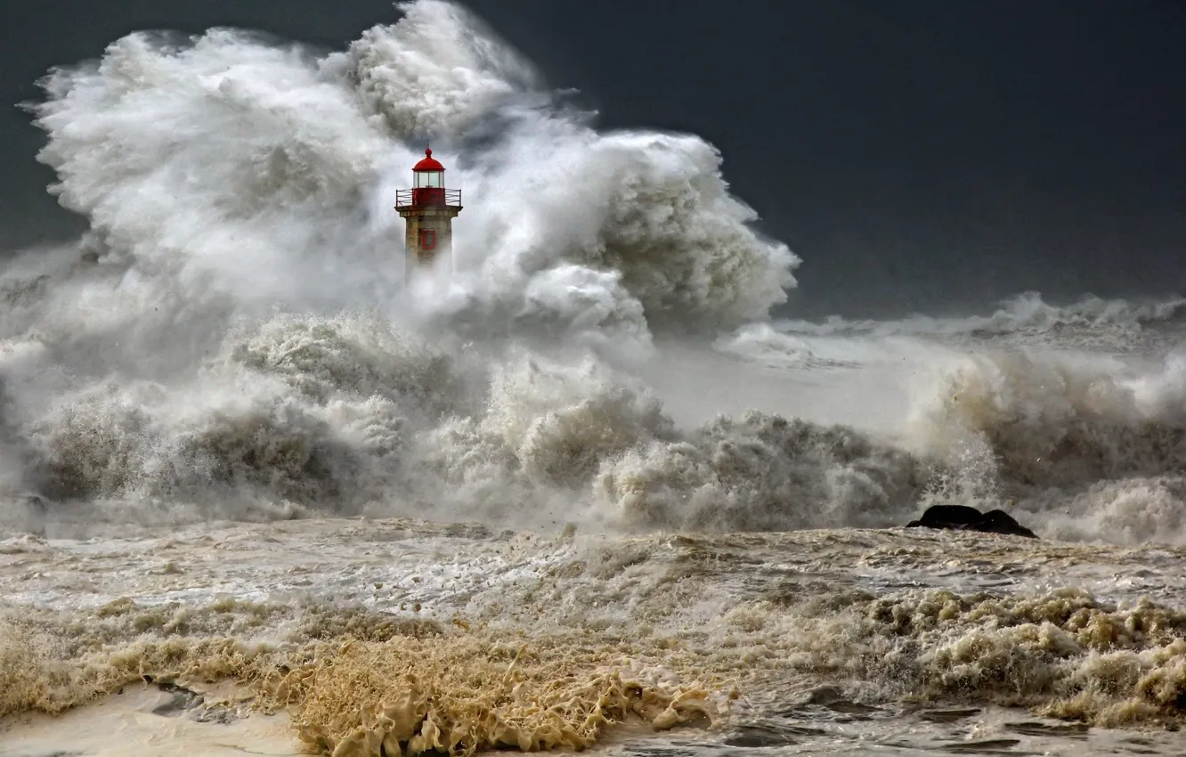 Фото обои волны, шторм, океан, стихия, маяк, буря, photo, photographer