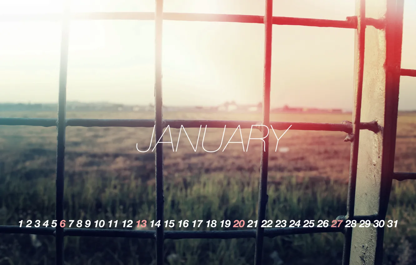 Фото обои свет, решетка, календарь, 2013, january, январь