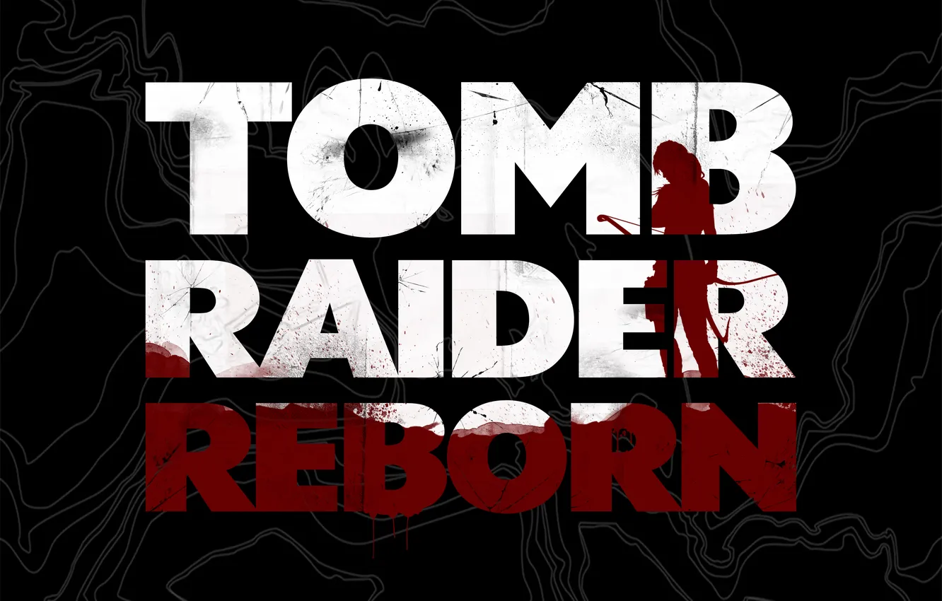 Фото обои девушка, абстракция, фон, надпись, кровь, игра, Tomb Raider, Lara Croft