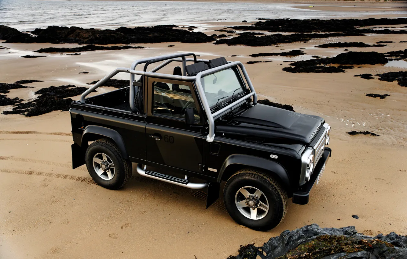 Фото обои песок, 2008, Land Rover, Defender, SVX, 60th Anniversary Edition