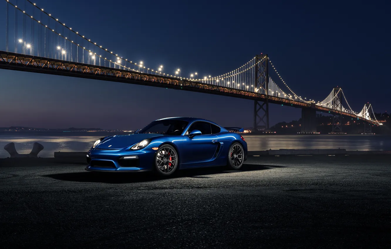Фото обои 911, Porsche, Car, Blue, Front, Bridge, Night, Sport