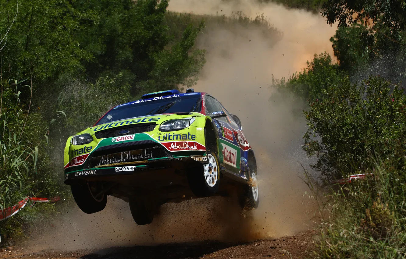 Фото обои прыжок, пыль, ford, rally, ралли, португалия, wrc, focus