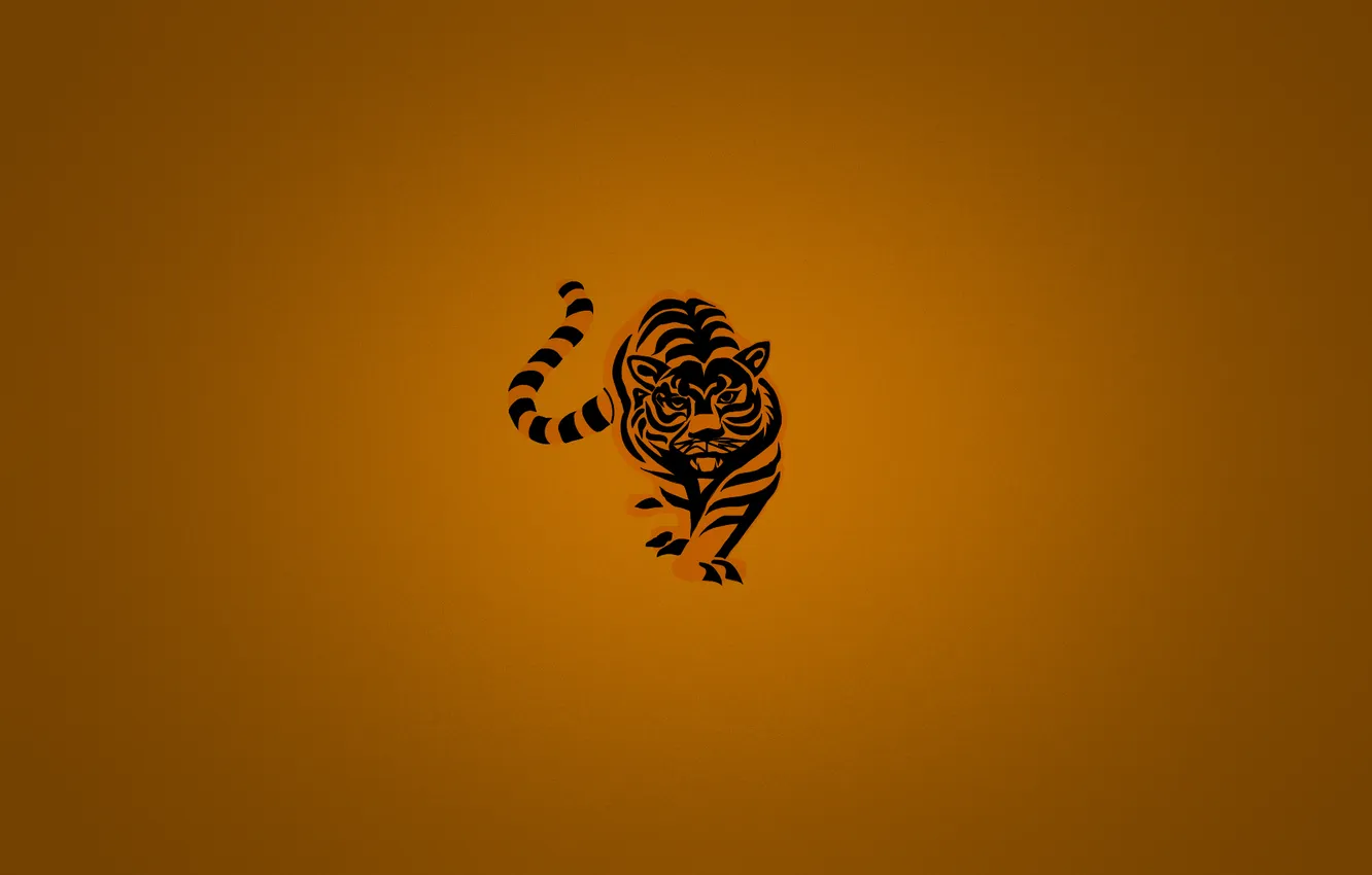 Фото обои оранжевый, тигр, минимализм, полосатый, minimalism, tiger, orange