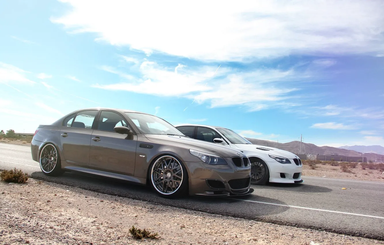 Фото обои BMW, White, E60, Brown
