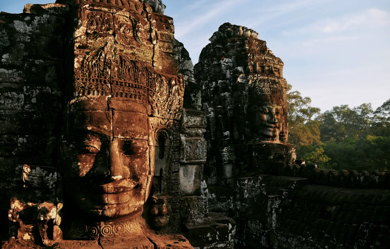 Фото обои город, храм, руины, Камбоджа, святилище