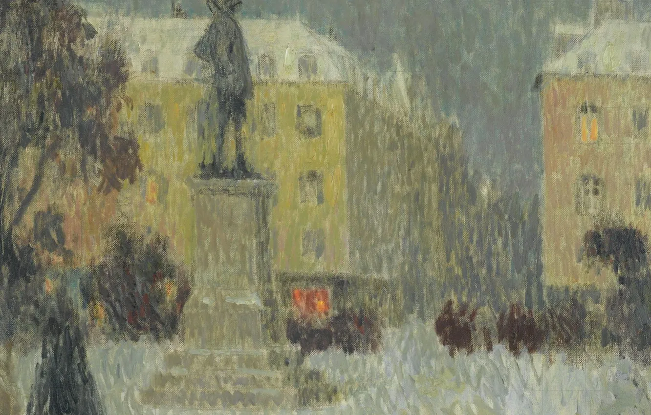 Фото обои картина, городской пейзаж, Henri Le Sedaner, Анри Ле Сиданэ, Hoche Square. Versailles