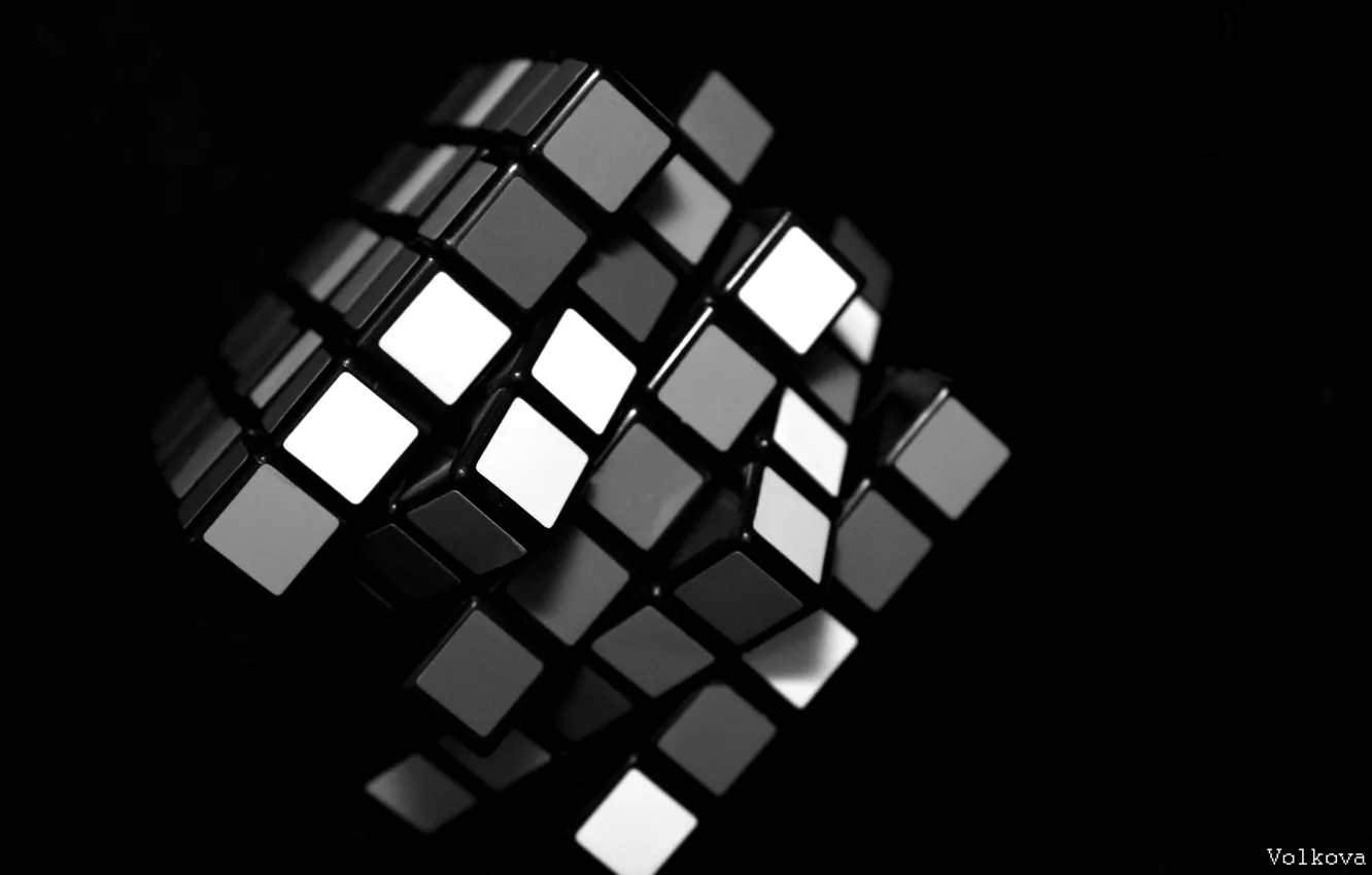 Фото обои белый, черный, кубик рубика