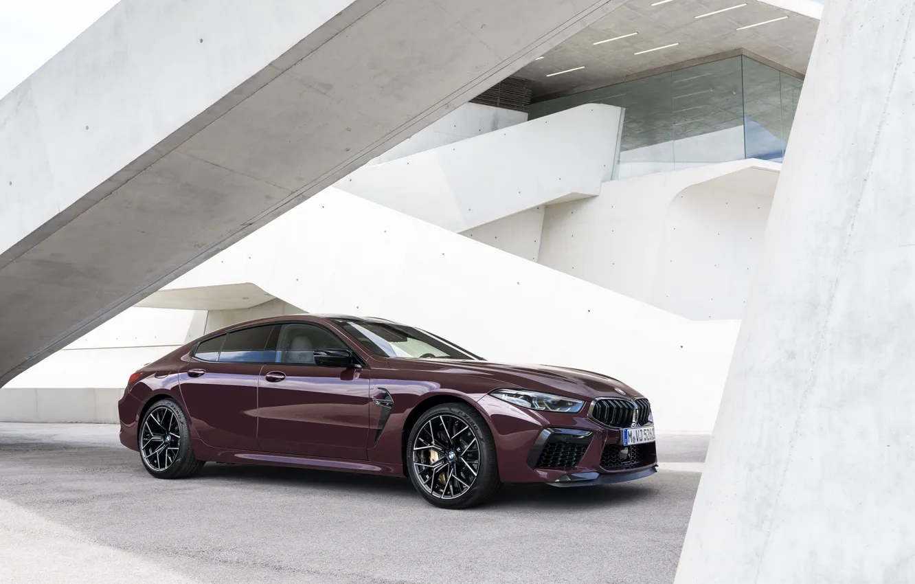 Фото обои купе, BMW, лестница, 2019, M8, четырёхдверное, M8 Gran Coupe, M8 Competition Gran Coupe