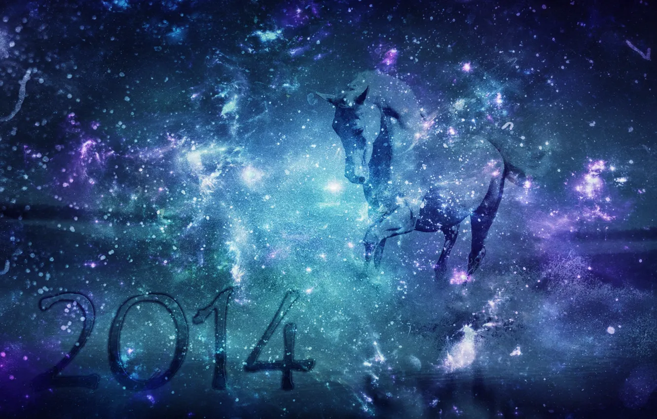 Фото обои космос, лошадь, новый год, space, new year, horse