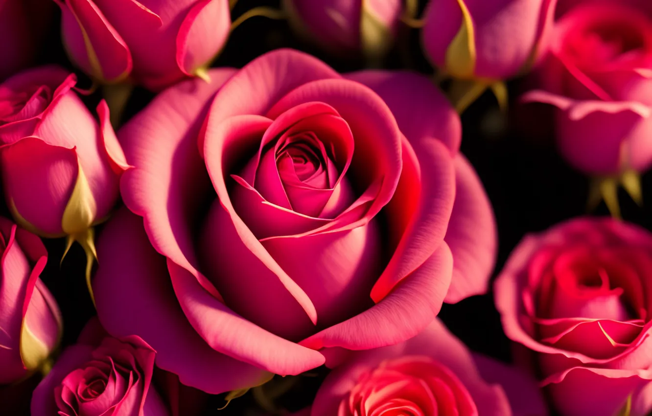 Фото обои цветы, розы, pink, flowers, beautiful, roses, buds