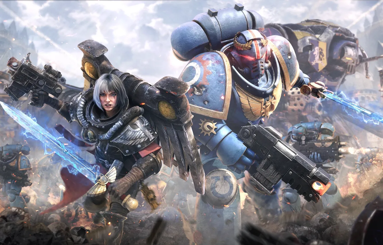 Фото обои Space Marine, Вархаммер, Космодесантники, Imperium, Космические десантники, Warhammer 40000: Thunder Crusade, Sister of battle