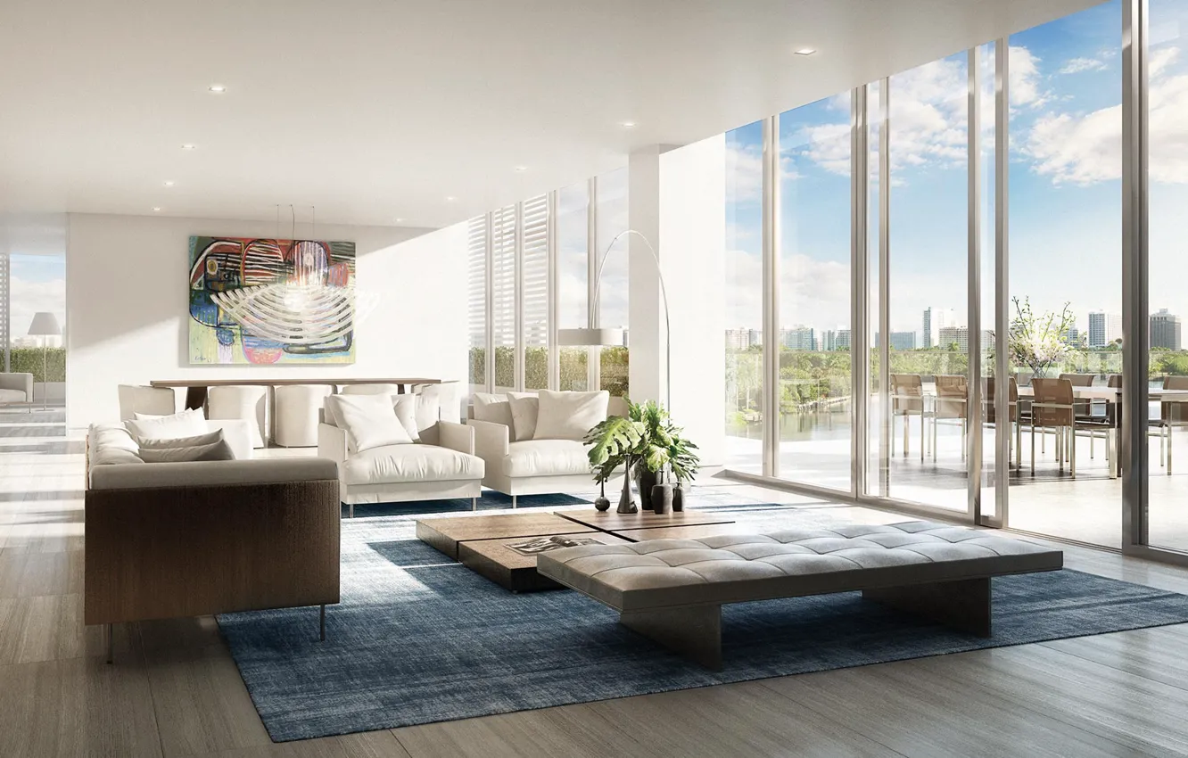 Фото обои интерьер, терраса, гостиная, люкс, Miami-Beach, Condos