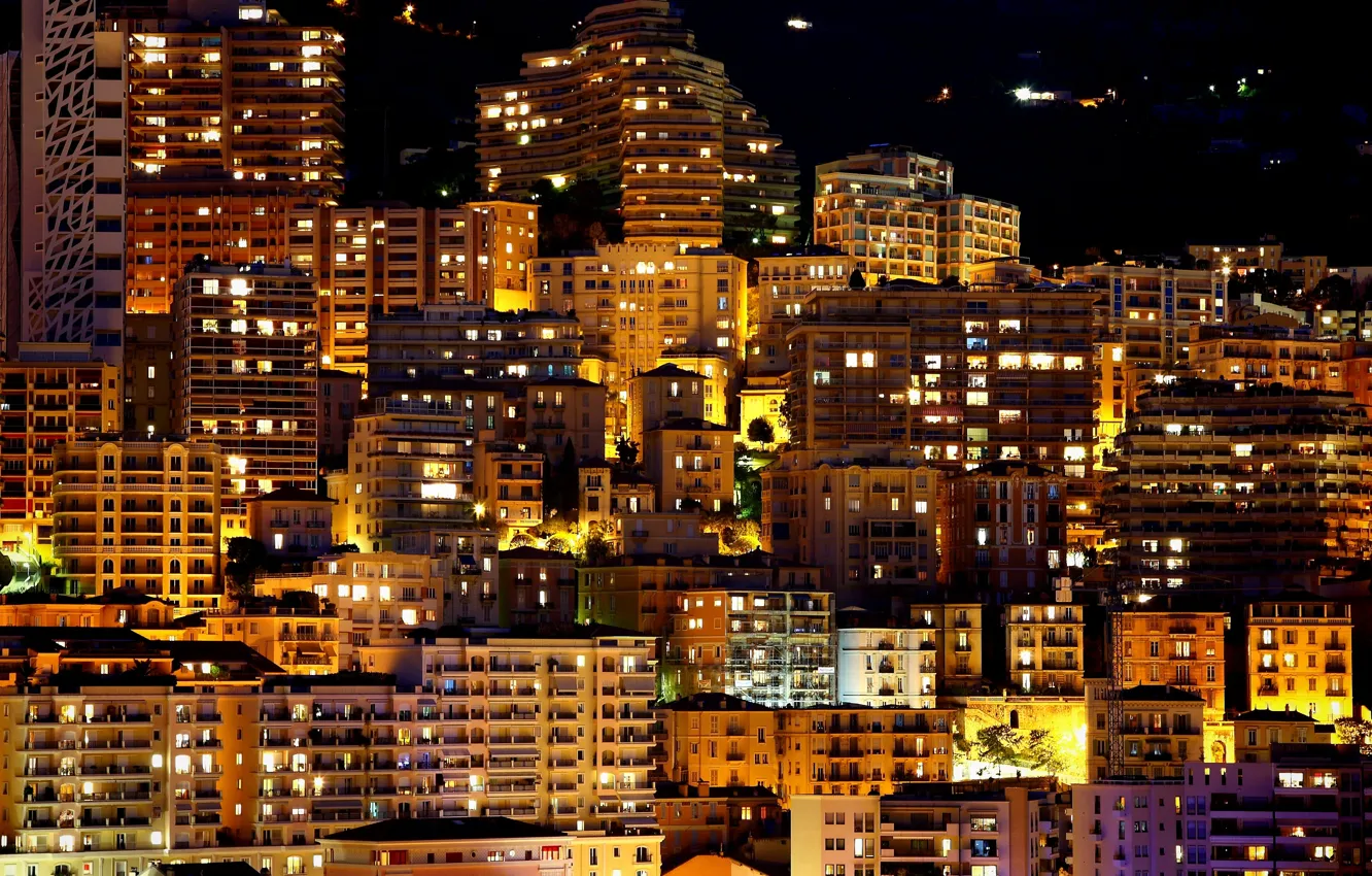 Фото обои ночь, Monaco, Night, Монако